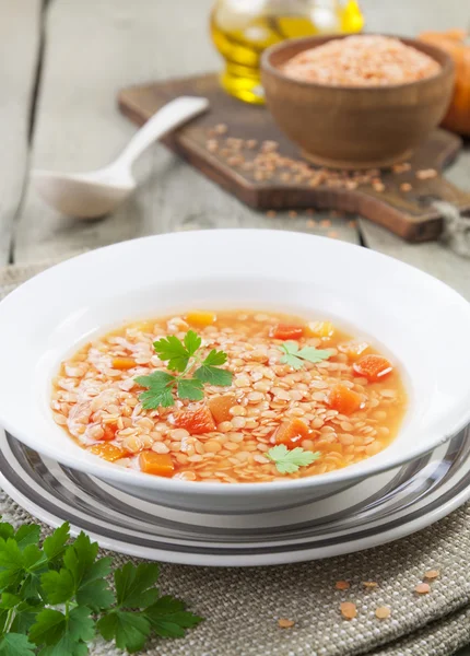 Soupe de lentilles aux légumes — Photo