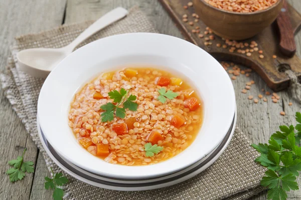 Lentil soup with vegetables — Stock Photo, Image