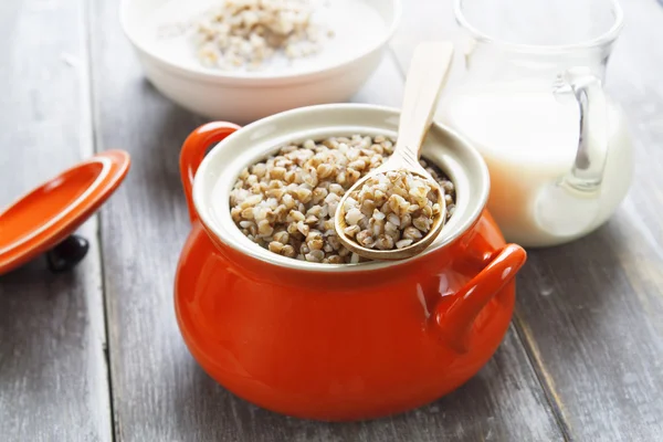 Gachas de trigo sarraceno y leche — Foto de Stock