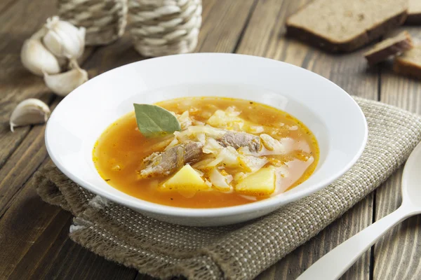 Sopa de repolho com carne — Fotografia de Stock