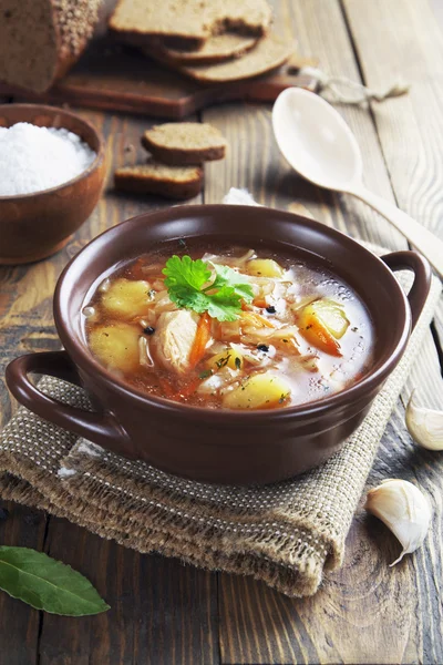 Sopa de repolho com carne — Fotografia de Stock