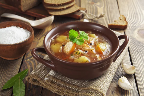 Sopa de repolho com carne — Fotografia de Stock