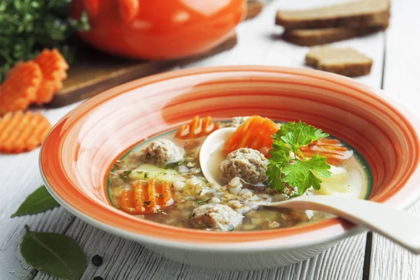 Meatball soup and buckwheat — Stock Image Meatball soup and buckwheat Royalty Free Stock Images