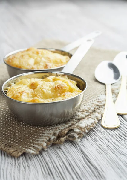 Mushroom julienne in a cocotte — Stock Photo, Image