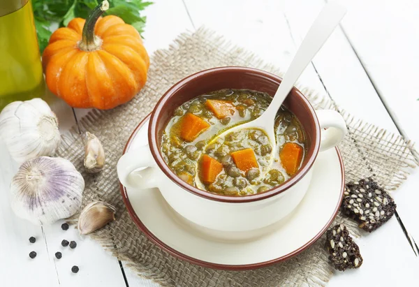 Lentil soup with pumpkin — Stock Photo, Image