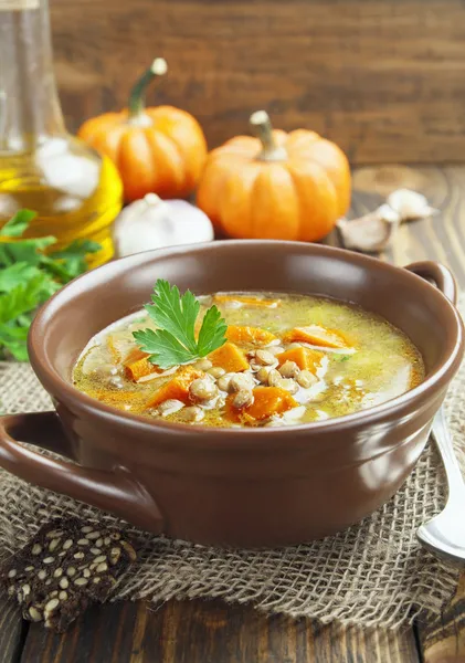 カボチャとレンズ豆のスープ — ストック写真