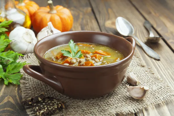 Lentil soup with pumpkin — Stock Image Lentil soup with pumpkin Royalty Free Stock Photos