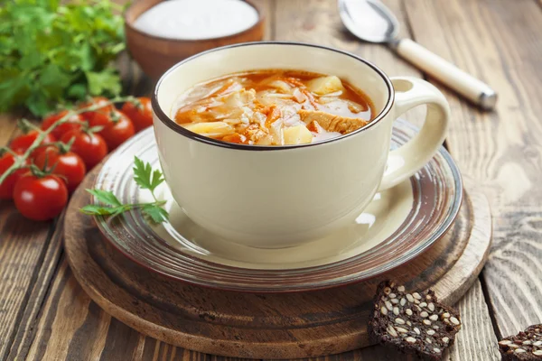 Sopa de repolho com carne — Fotografia de Stock