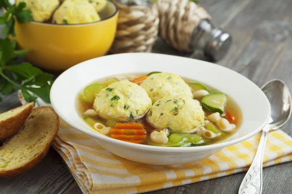 Spring soup with meatballs turkey — Stock Photo, Image