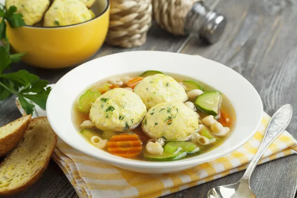 Spring soup with meatballs turkey — Stock Photo, Image