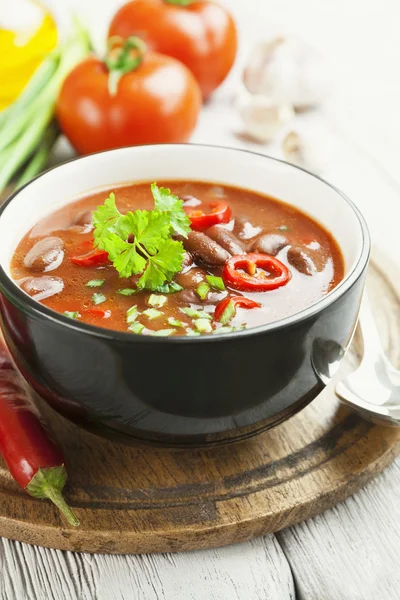 Chili soup with red beans and greens — Stock Image Chili soup with red beans and greens Stock Image