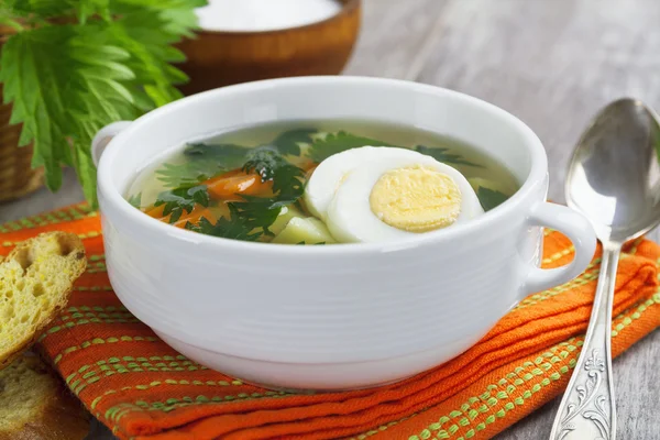 Sopa de ortiga con huevo — Foto de Stock