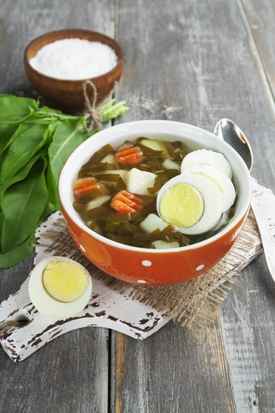 Sopa de acedera con huevos — Foto de Stock