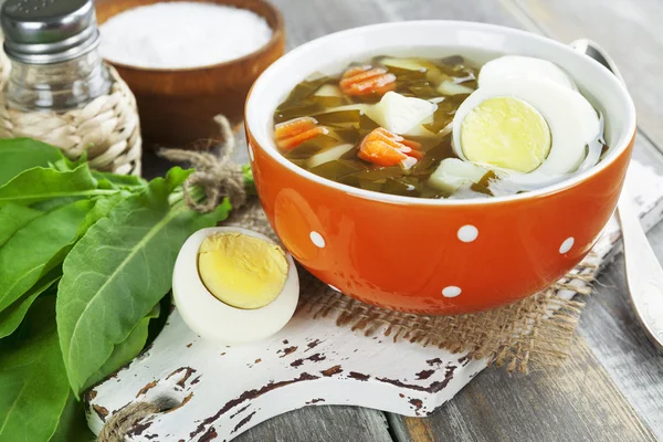 Sopa de acedera con huevos — Foto de Stock