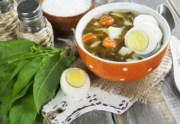 Zuring soep met eieren — Stockfoto