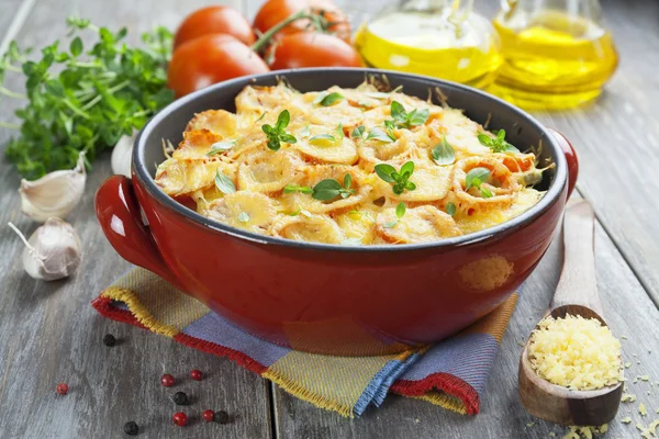 Vegetable baked with tomato and cheese — Stock Photo, Image