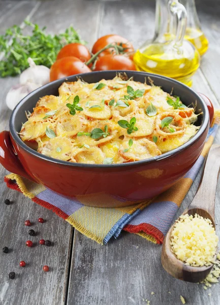 Vegetable baked with tomato and cheese — Stock Photo, Image