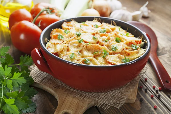 Squash baked with tomato and cheese — Stock Photo, Image