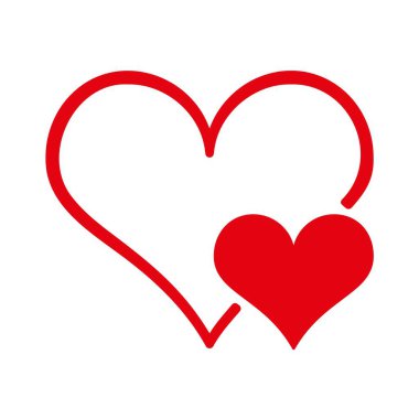 Beyaz arka planda klasik vektör kalp simgeleri. Aşk sembolü izole nesne Sevgililer Günü grafiği