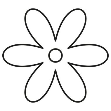 çiçek, siyah dış hat beyaz arkaplan, radyal tasarım ögesi, düz illüstrasyon, simge