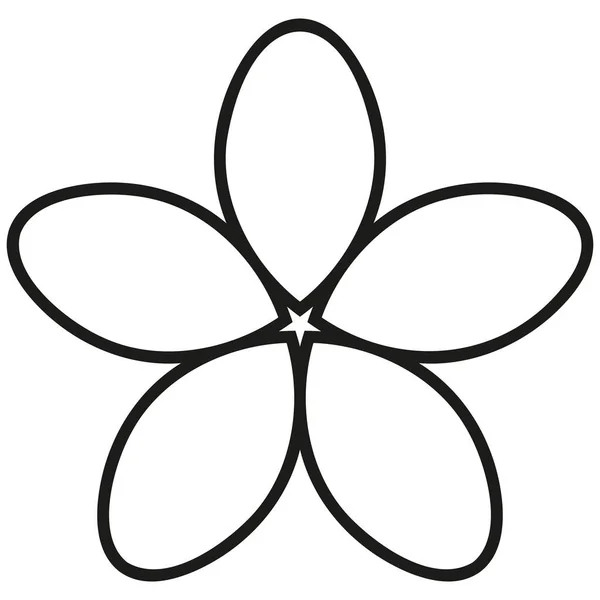 Fleur, contour noir isolé sur fond blanc, élément de design radial, illustration plate, icône — Image vectorielle