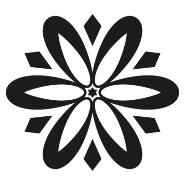 çiçek, siyah dış hat beyaz arkaplan, radyal tasarım ögesi, düz illüstrasyon