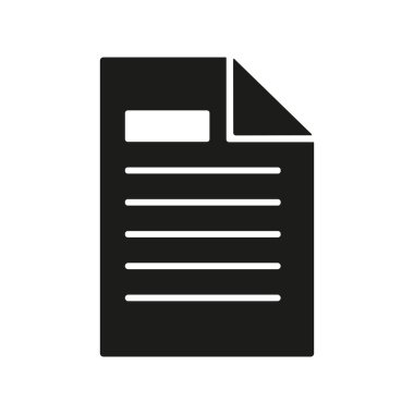 Beyaz arkaplan, siyah dolgu, vektör üzerindeki izole belge simgesi