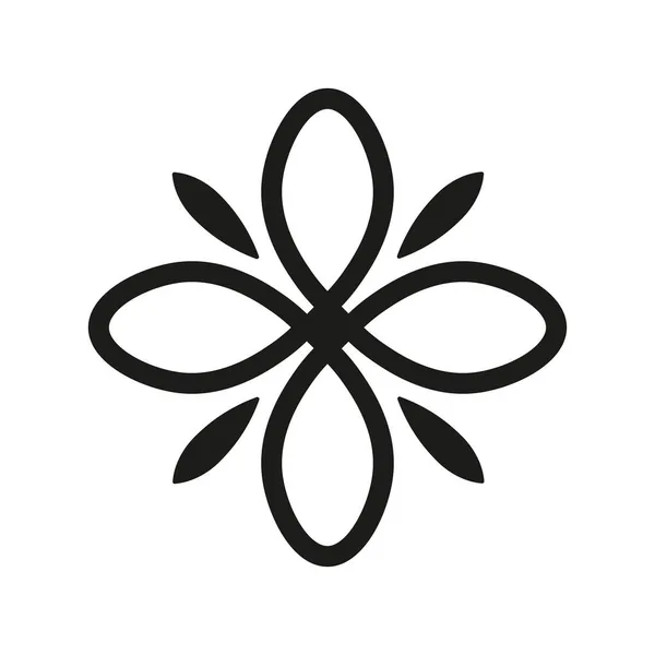 Icône en forme de fleur, élément design, concept de logo pour votre marque, contour noir isolé sur fond blanc, illustration vectorielle — Image vectorielle