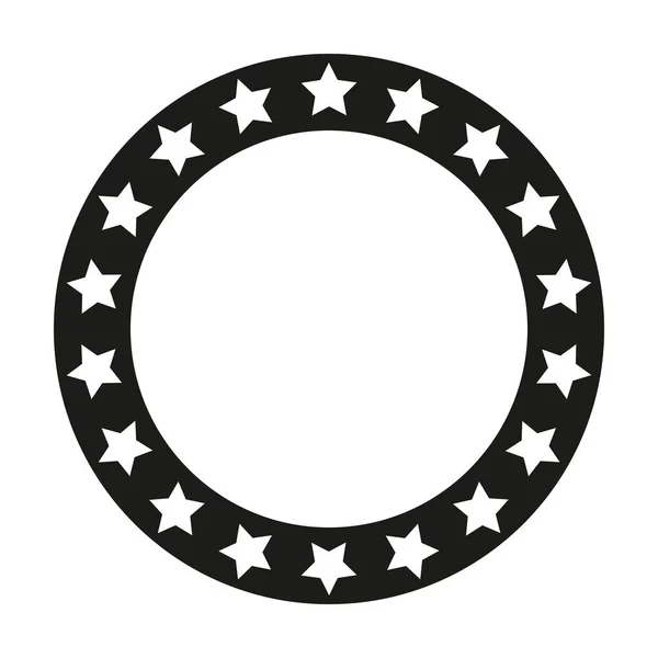 Dieciocho estrellas blancas en una franja negra, marco redondo, aislado sobre un fondo blanco, ilustración vectorial — Vector de stock