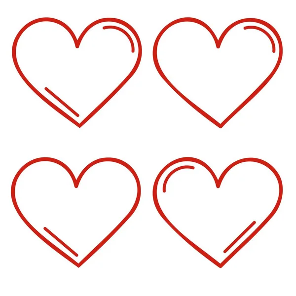 Hjärta Röd Kontur Kärlek Ikon Platt Illustration Design Element Isolerad — Stock vektor