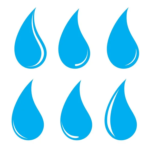 Набор Иконок Голубой Капли Воды Выделенных Белом Фоне Реалистичная Плоская — стоковый вектор