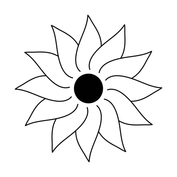 Icône Fleur Ligne Noire Isolée Sur Fond Blanc Pétales Forme — Image vectorielle