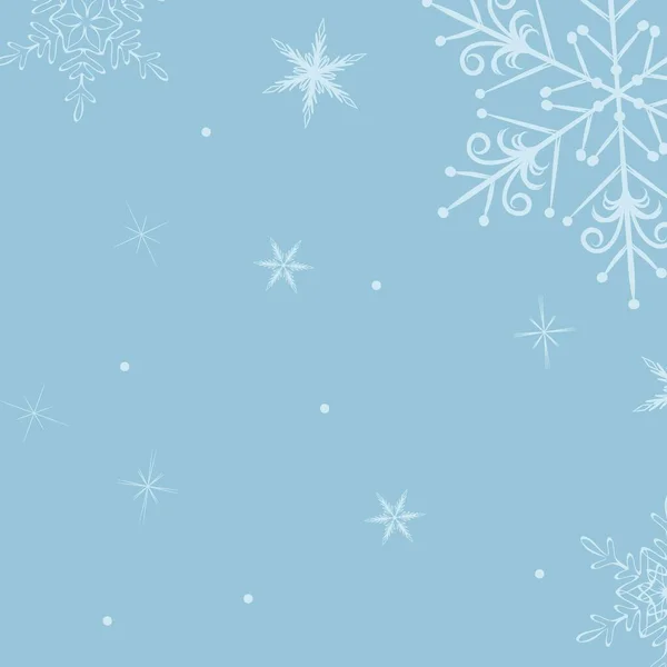 Disegno astratto di un fiocco di neve su sfondo blu, un modello vuoto per un post di social network, un modello di un biglietto di auguri di Natale, un'immagine di sfondo, un'illustrazione di Capodanno festiva — Foto Stock