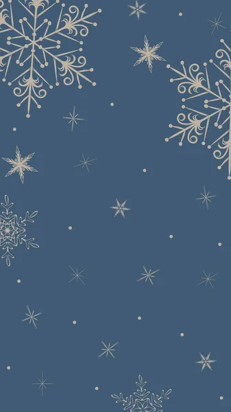 Disegno astratto di un fiocco di neve su sfondo blu, un modello vuoto per un post di social network, un modello di un biglietto di auguri di Natale, un'immagine di sfondo, un'illustrazione di Capodanno festiva — Foto Stock