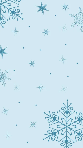 Abstraktní kresba sněhové vločky na modrém pozadí, prázdná šablona pro příspěvek na sociální síť, ukázka vánočního přání, obrázek na pozadí, slavnostní novoroční ilustrace — Stock fotografie