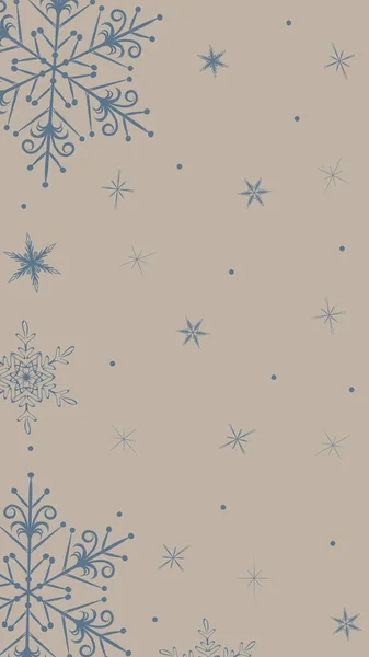 Abstrakte Zeichnung einer Schneeflocke auf blauem Hintergrund, eine leere Vorlage für einen Post in einem sozialen Netzwerk, ein Mock-up einer Weihnachtsgrußkarte, ein Hintergrundbild, eine festliche Silvesterillustration — Stockfoto