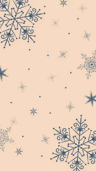 Abstrakte Zeichnung einer Schneeflocke auf blauem Hintergrund, eine leere Vorlage für einen Post in einem sozialen Netzwerk, ein Mock-up einer Weihnachtsgrußkarte, ein Hintergrundbild, eine festliche Silvesterillustration — Stockfoto