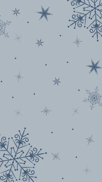 Abstrakte Zeichnung einer Schneeflocke auf blauem Hintergrund, eine leere Vorlage für einen Post in einem sozialen Netzwerk, ein Mock-up einer Weihnachtsgrußkarte, ein Hintergrundbild, eine festliche Silvesterillustration — Stockfoto