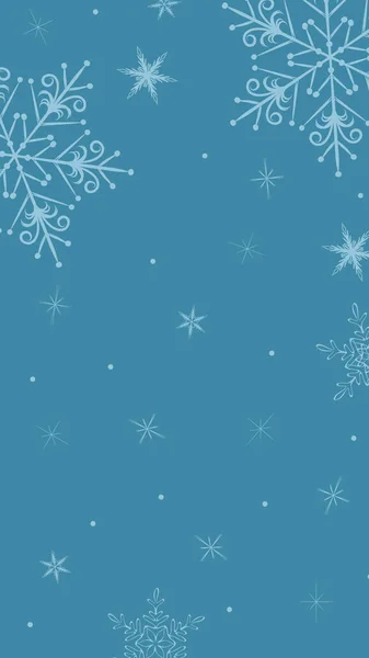 Abstrakte Zeichnung einer Schneeflocke auf blauem Hintergrund, eine leere Vorlage für einen Post in einem sozialen Netzwerk, ein Mock-up einer Weihnachtsgrußkarte, ein Hintergrundbild, eine festliche Silvesterillustration — Stockfoto