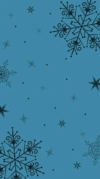 Disegno astratto di un fiocco di neve su sfondo blu, un modello vuoto per un post di social network, un modello di un biglietto di auguri di Natale, un'immagine di sfondo, un'illustrazione di Capodanno festiva — Foto Stock