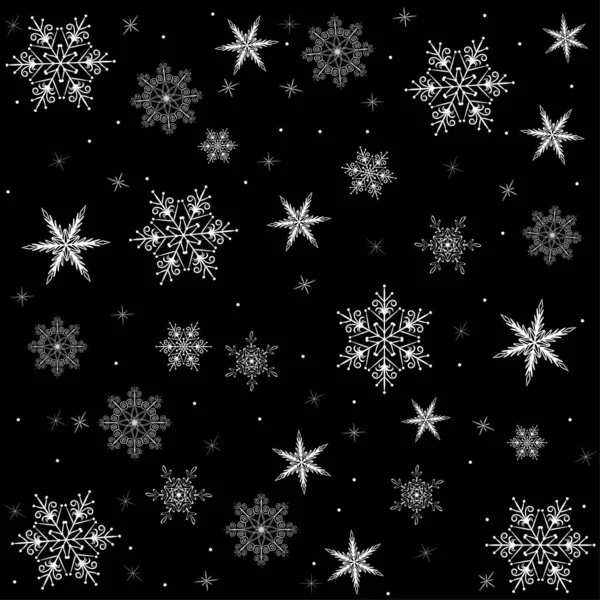 Abstrakte Zeichnung einer Schneeflocke auf blauem Hintergrund, eine leere Vorlage für einen Post in einem sozialen Netzwerk, ein Mock-up einer Weihnachtsgrußkarte, ein Hintergrundbild, eine festliche Silvesterillustration — Stockfoto