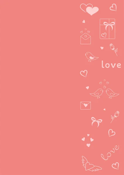 Valentines Day Greeting Cards Drawing Thin Lines Blank Template Space — стоковое фото