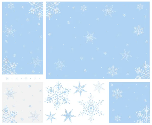 Dessin abstrait flocon de neige, gabarit vierge pour un message de réseau social, disposition de la carte de Noël, image de fond, illustration de Noël, papier peint de bureau, place pour le texte — Image vectorielle