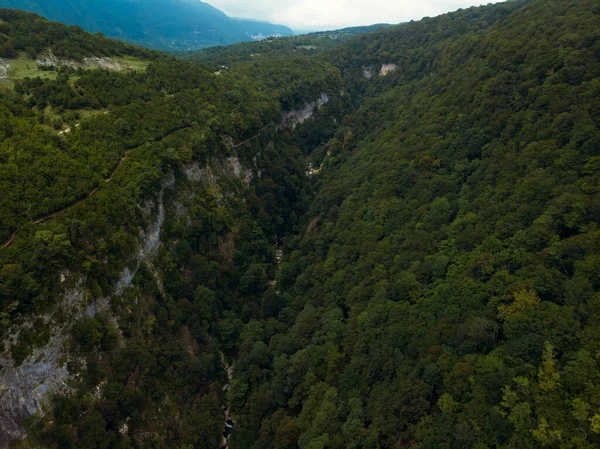 Okace Canyon Aerial View Mountains Covered Green Forest Natural Landscape —  Fotos de Stock