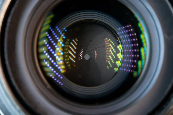 Professional Camera Photo Lens Details Glass Layer Enlightenment Aperture Petals — Stock fotografie