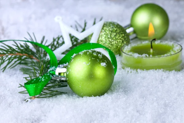 Christmas decoration with green ball — Stock Photo, Image