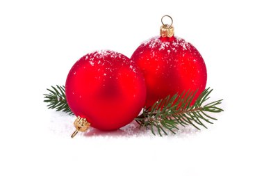 kar taneleri, beyaz zemin üzerine izole kırmızı topları