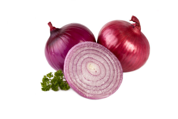 red onions isolated on white