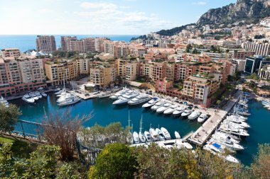 fontvieille ve Monako liman görünüm