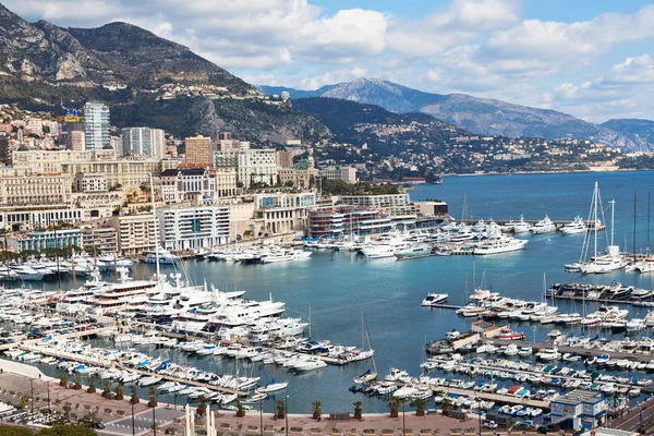 Pohled na monte carlo a přístav v Monaku — Stock fotografie